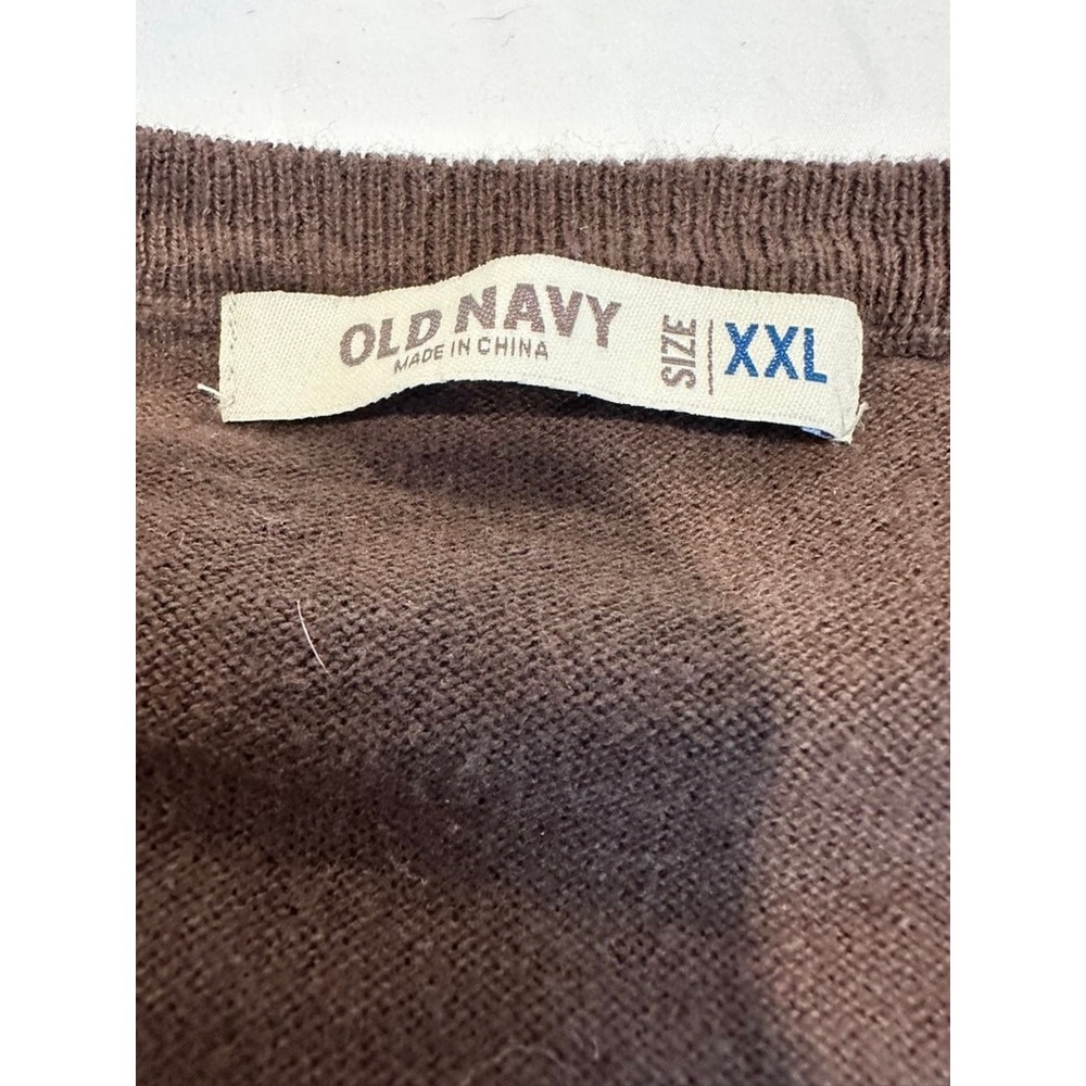 Old Navy Preppy V-Neck Pullover Sweater Sz:XXL Brown Classic Knit 100% Cotton - Picture 6 of 7